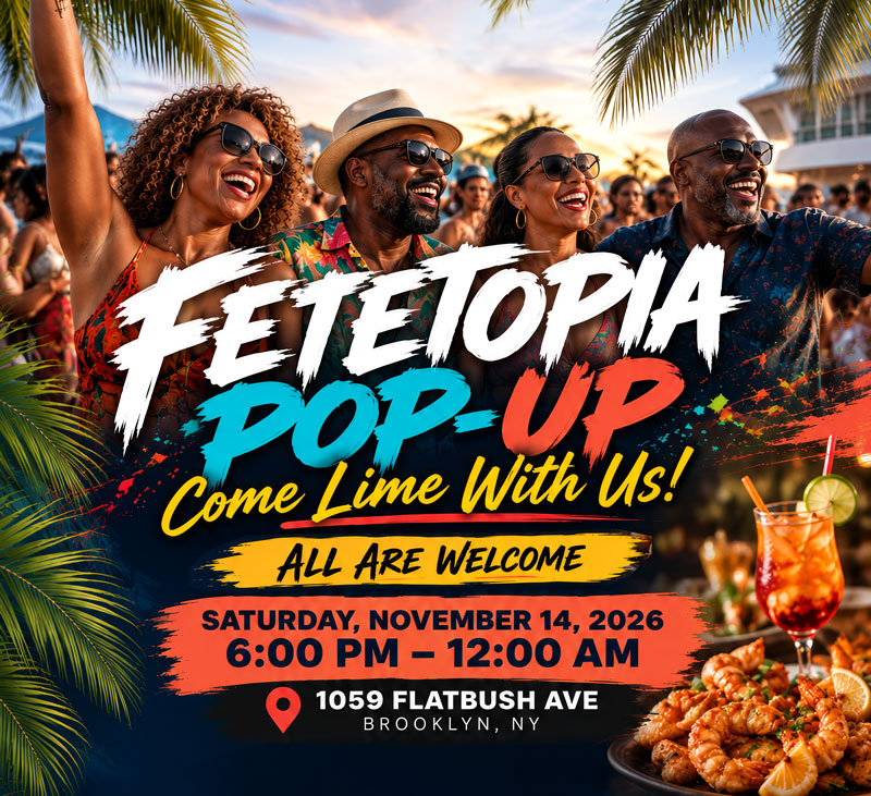 FeteTopia Pop-Up flyer: Come Lime With Us! All welcome on November 14, 2026, 6 PM to midnight, at 1059 Flatbush Avenue, Brooklyn, NY.