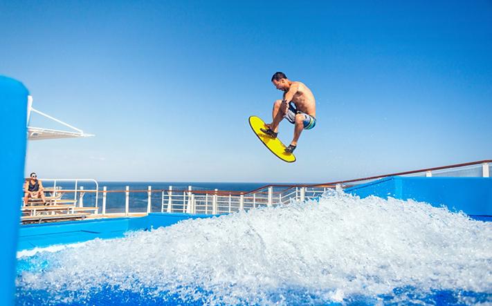 Surfing on Royal Caribbean's FlowRider