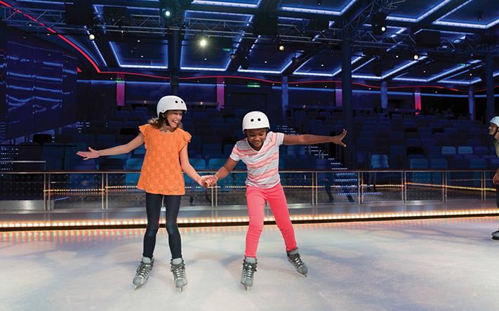 Guests ice skating on a Royal Caribbean ship